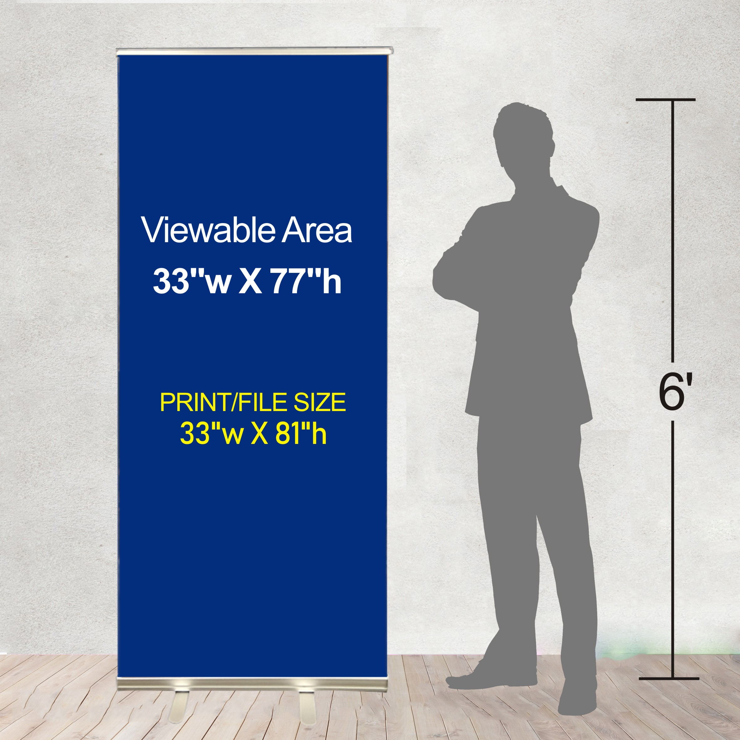 33.5x65 Premium Wide-Base Retractable Roll Up Banner Stand (Stand Only) By 4U Media&Displays